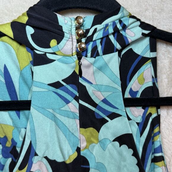 Trina Turk Green Multicolor‎ Print V-Neck A-Line Silk Dress Racerback - Size 2 - Picture 7 of 7